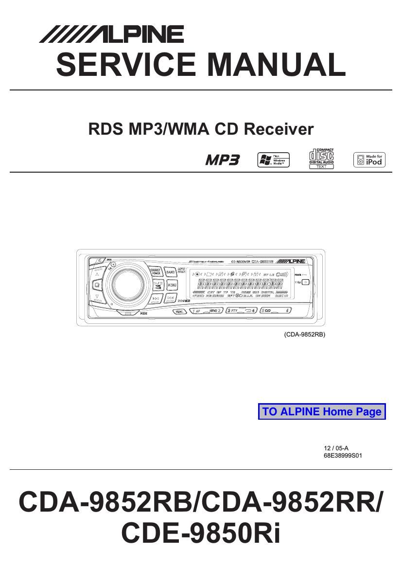 alpine cde 9850 ri service manual