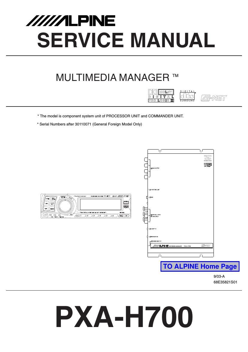 alpine pxah 700 service manual