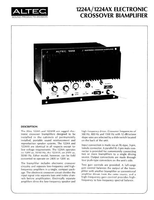 altec 1224ax xover service manual