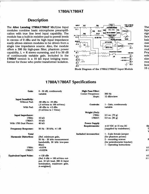 altec 1700c pre service manual