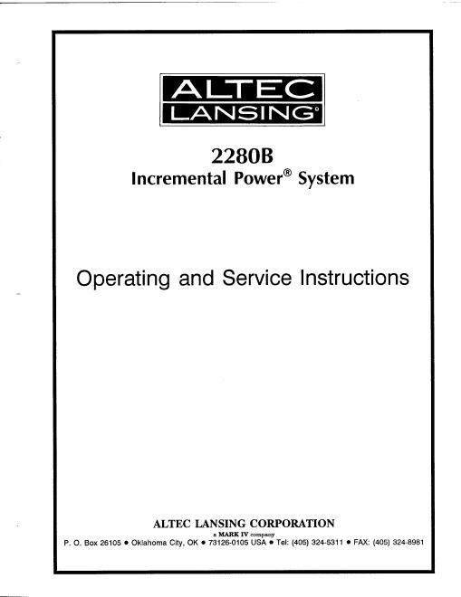 altec 2280b service manual