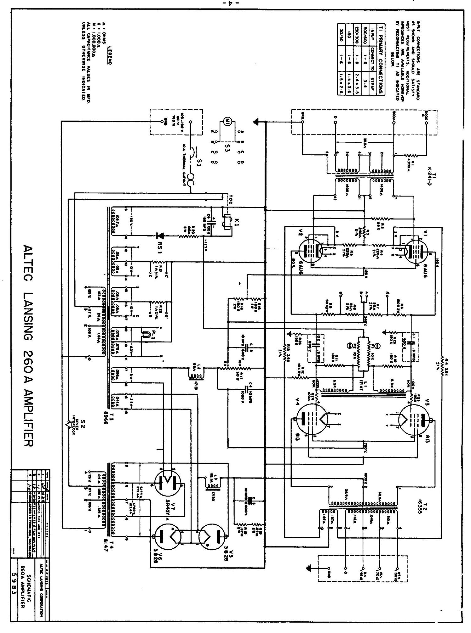 altec 260 a schematic