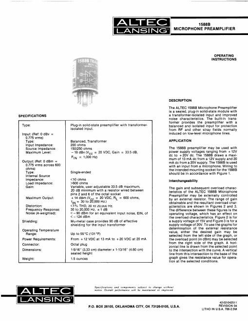 altec 588b brochure