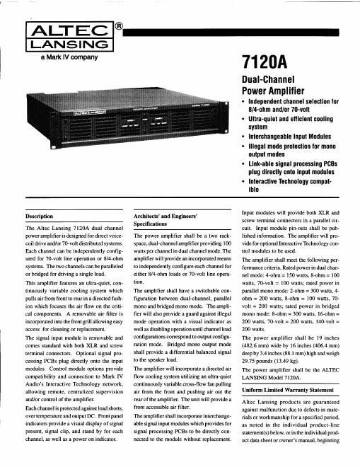 altec 7120a brochure