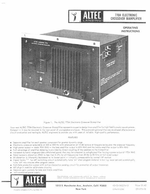 altec 770a xover service manual