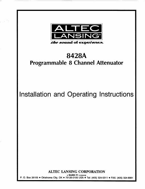 altec 8428a manual