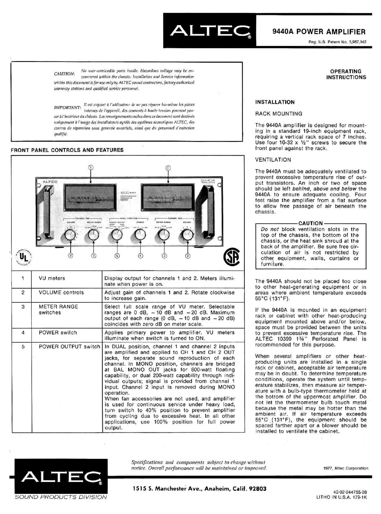 altec 9440a service info