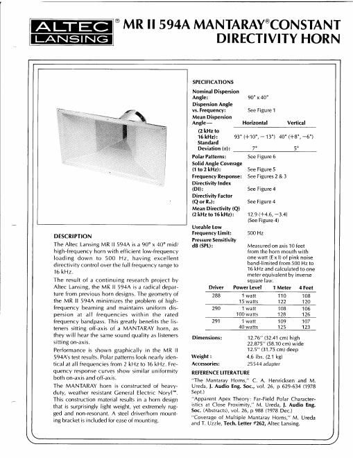 altec mr ii 594a hf horn