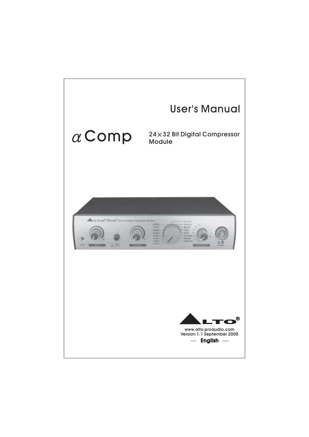 alto alpha acomp owner manual