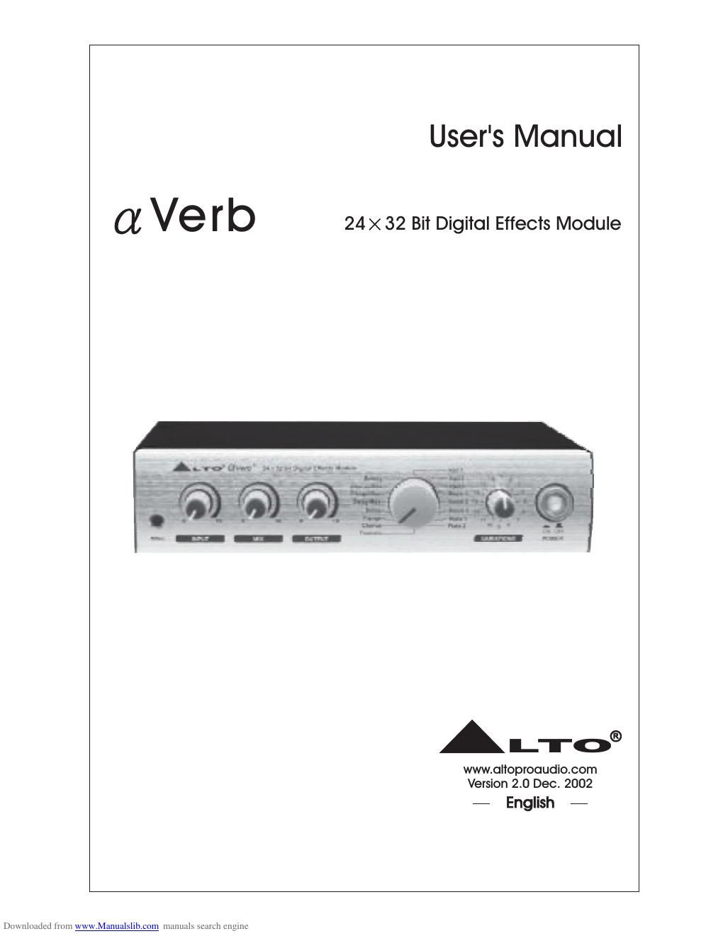 alto alphaverb owner manual