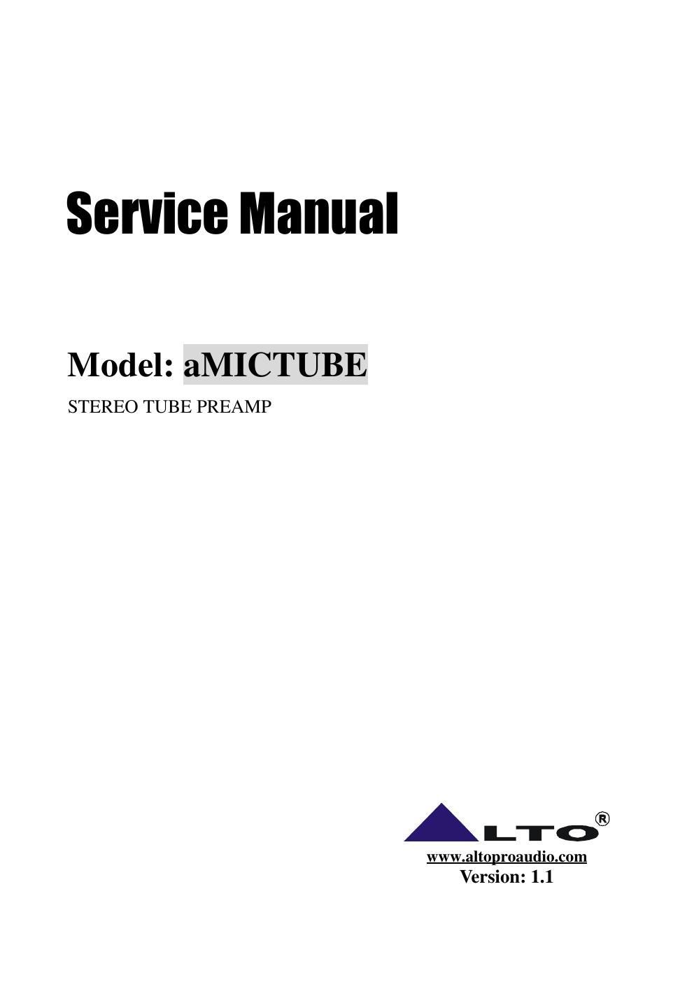 alto amictube preamp service manual