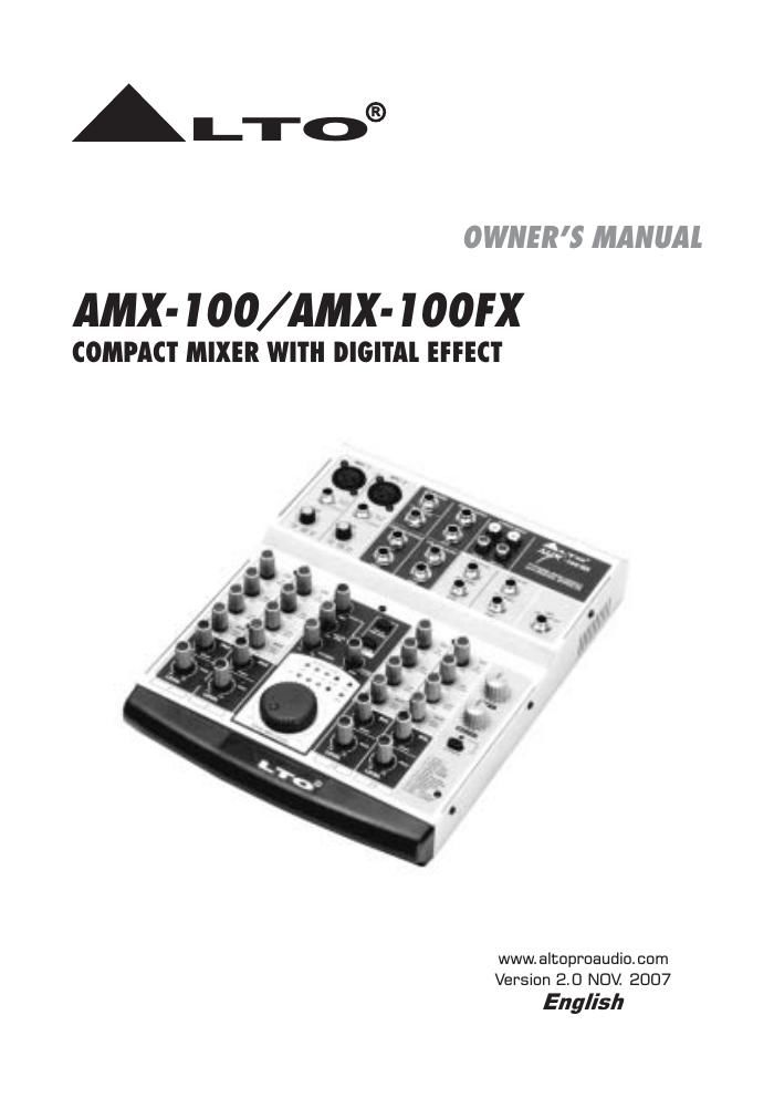 alto amx 100 fx owners manual