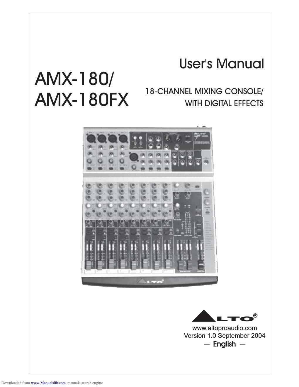 alto amx 180 fx owner manual