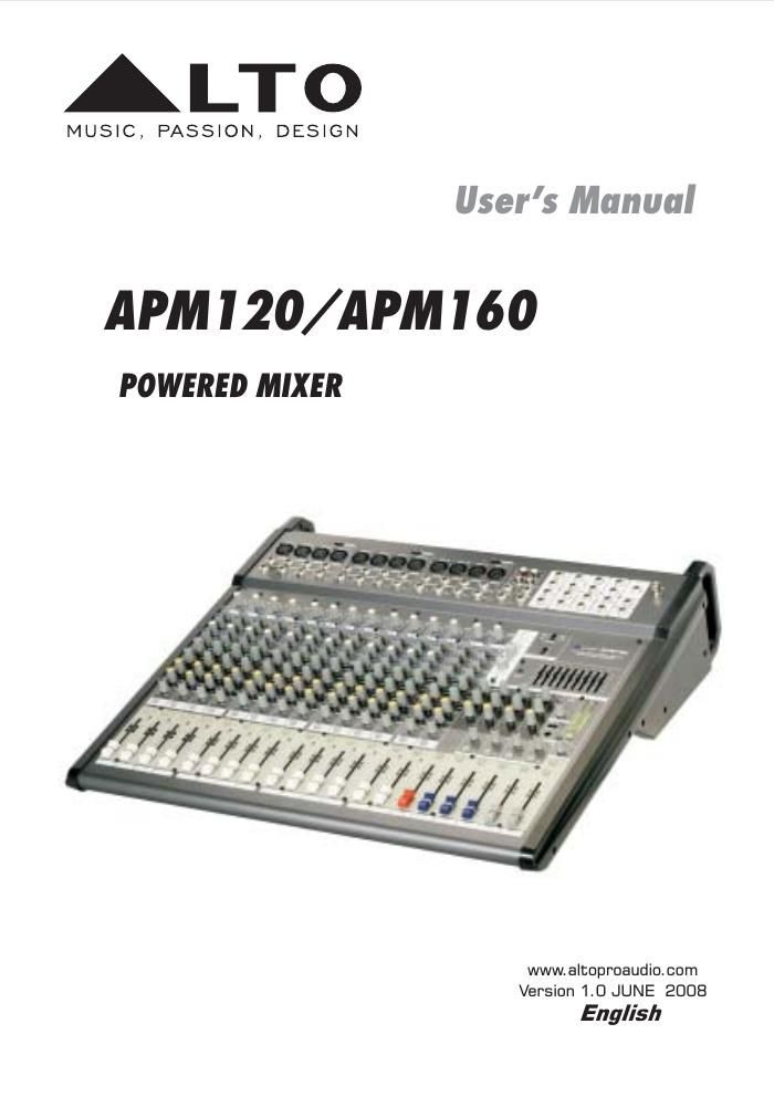 alto apm 120 160 user manual