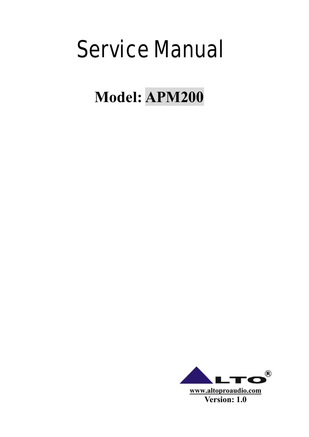 alto apm200 service manual