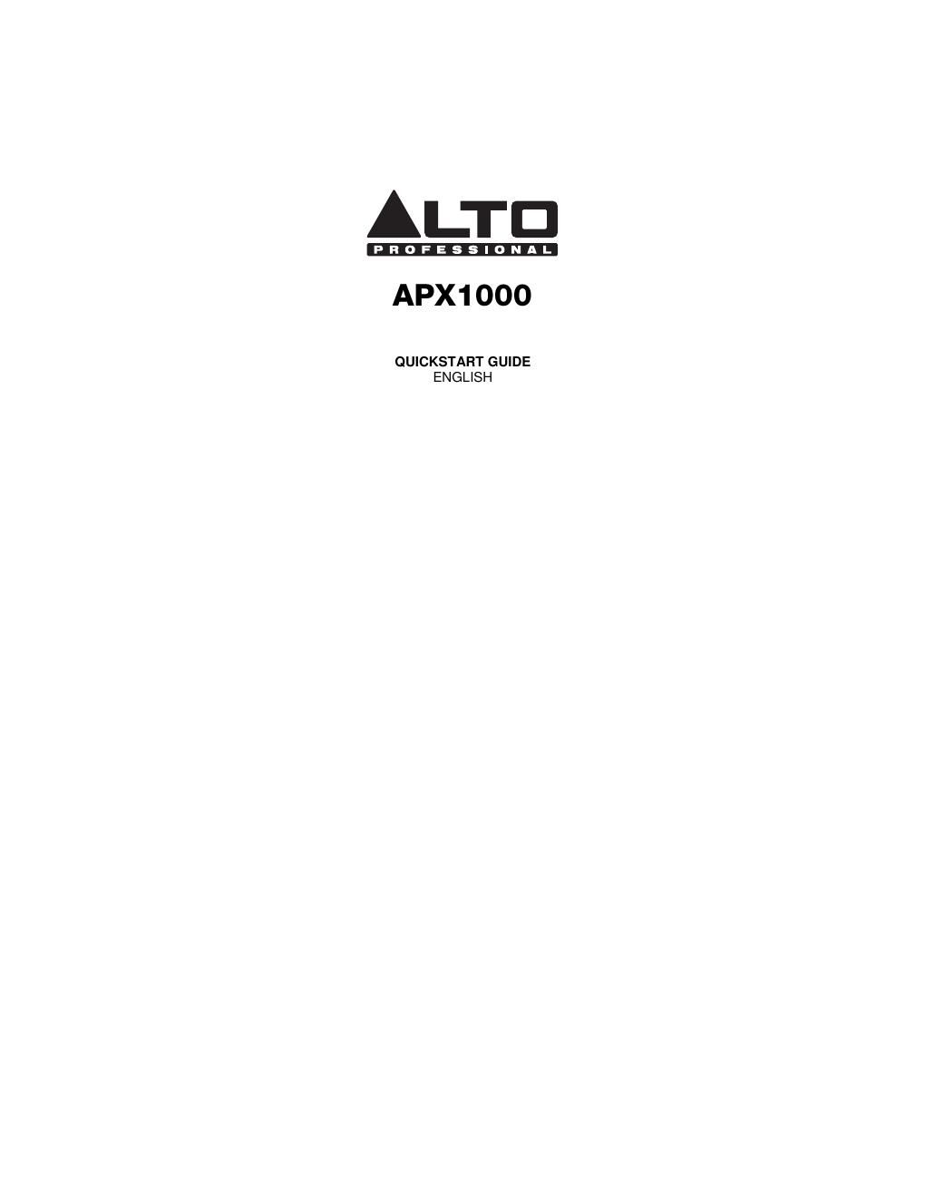alto apx 1000 quickstart guide
