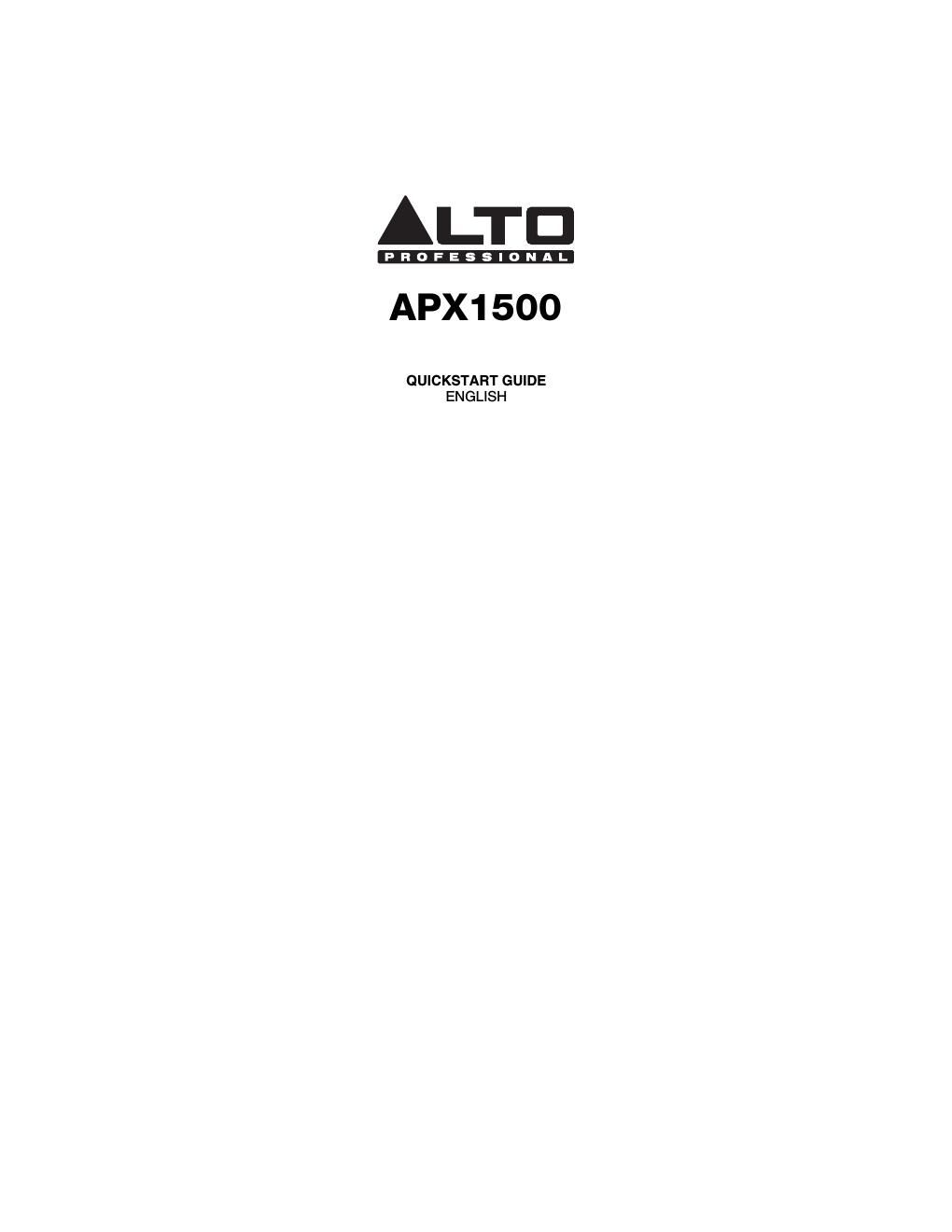 alto apx 1500 quickstart guide