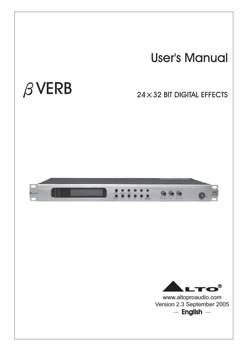 alto betaverb owner manual