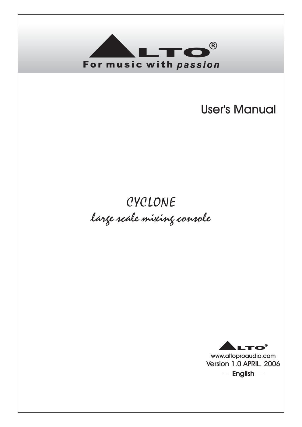 alto cyclone 160 240 320 user manual