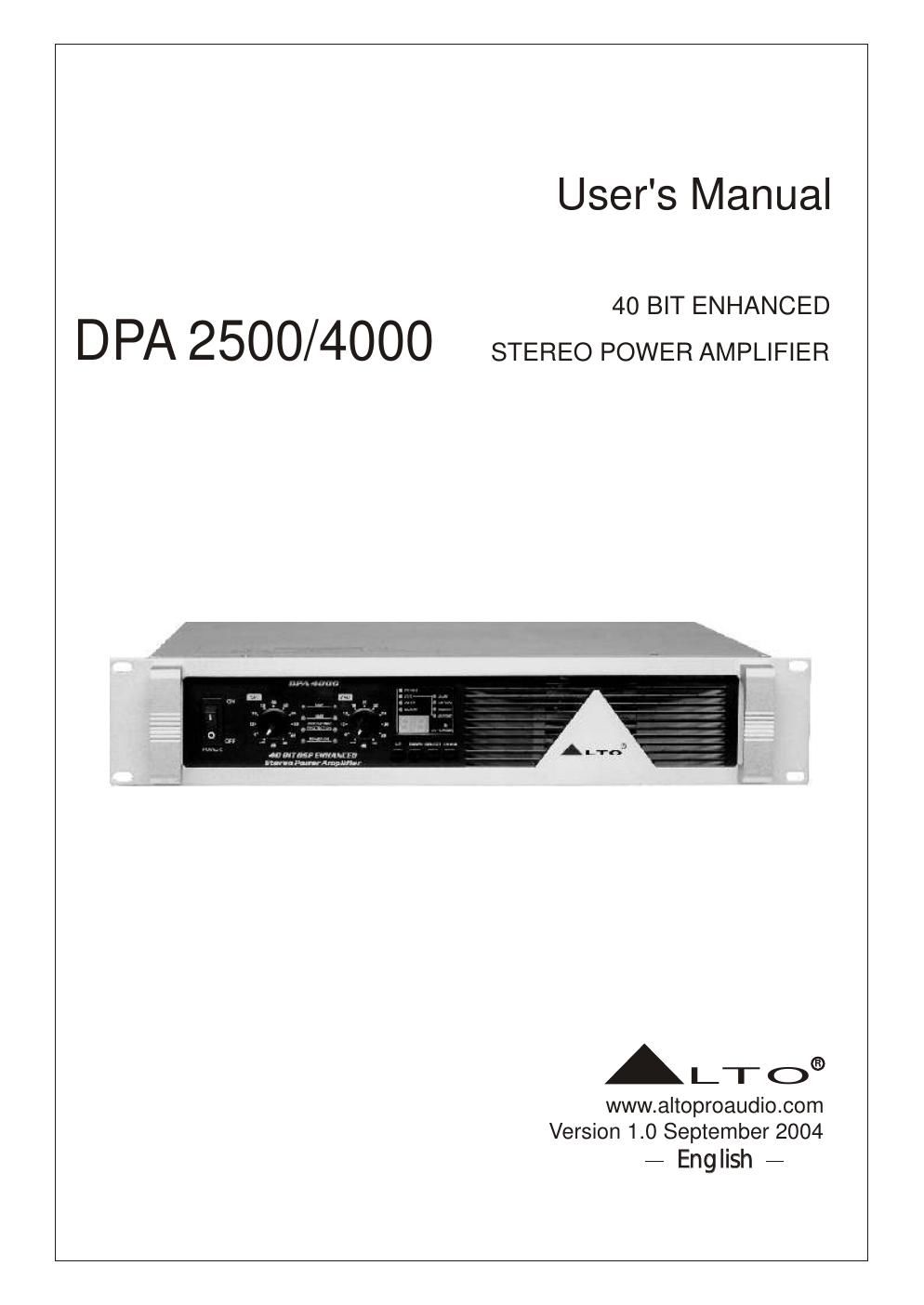 alto dpa 2500 400 user manual