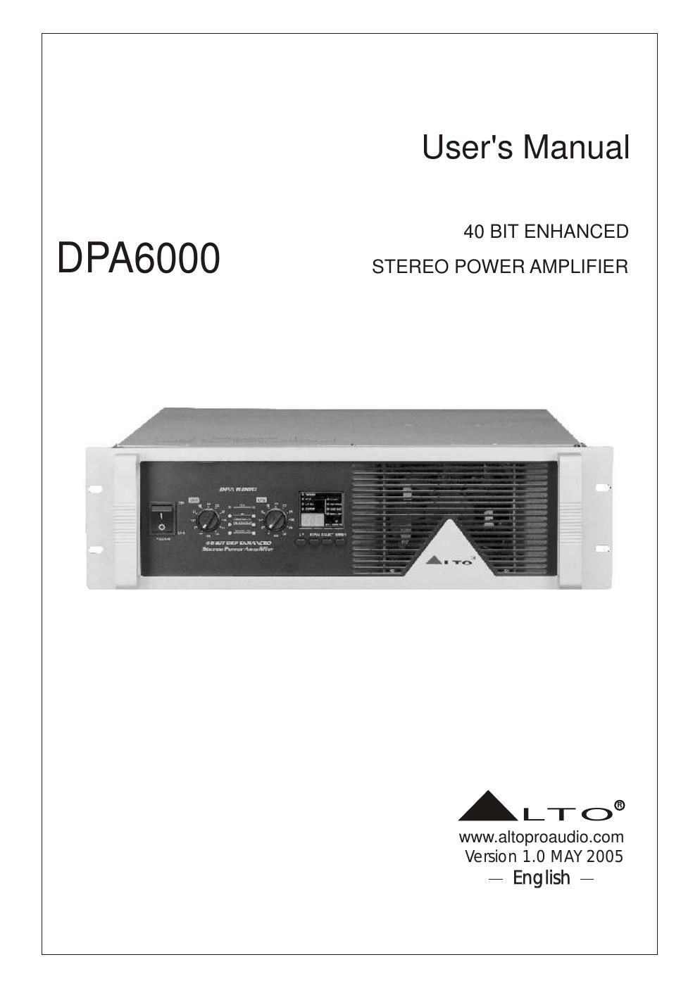 alto dpa 6000 owner manual