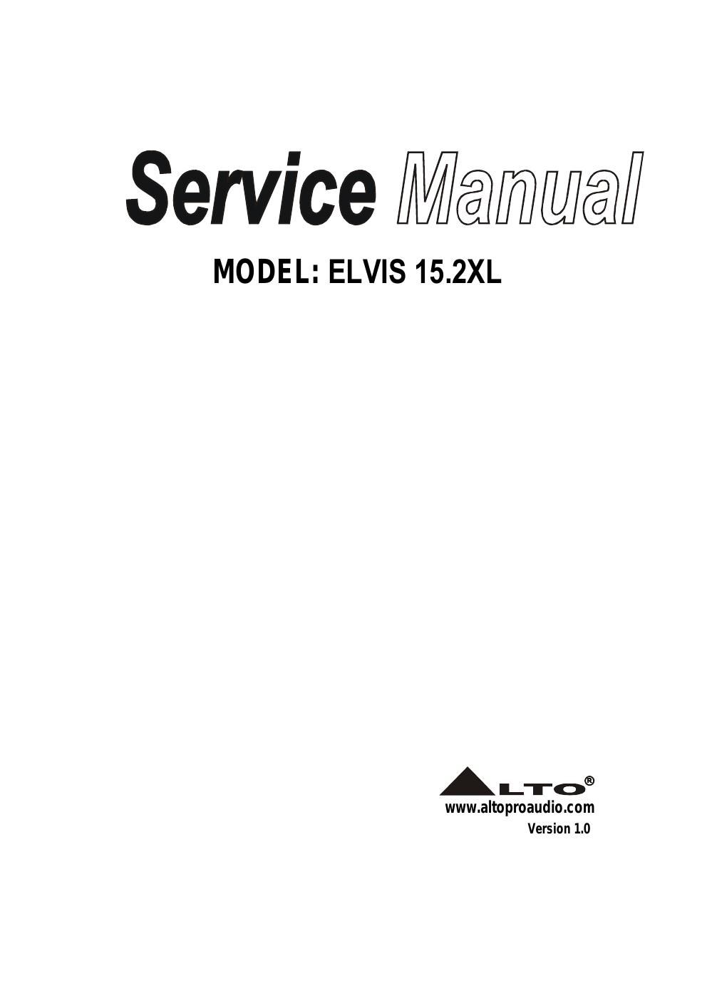 alto elvis 15 2xl servie manual