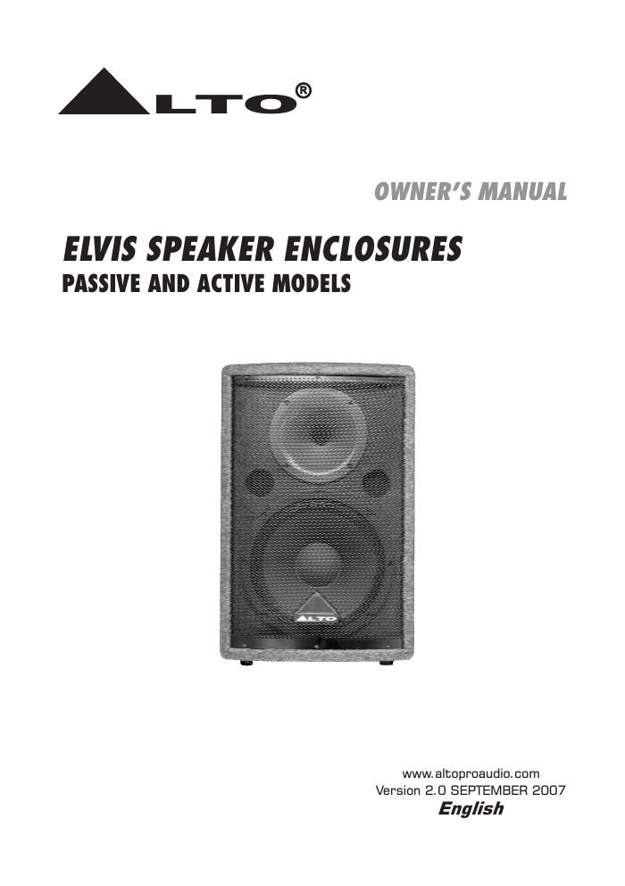 alto elvis speakers enclosures users manual