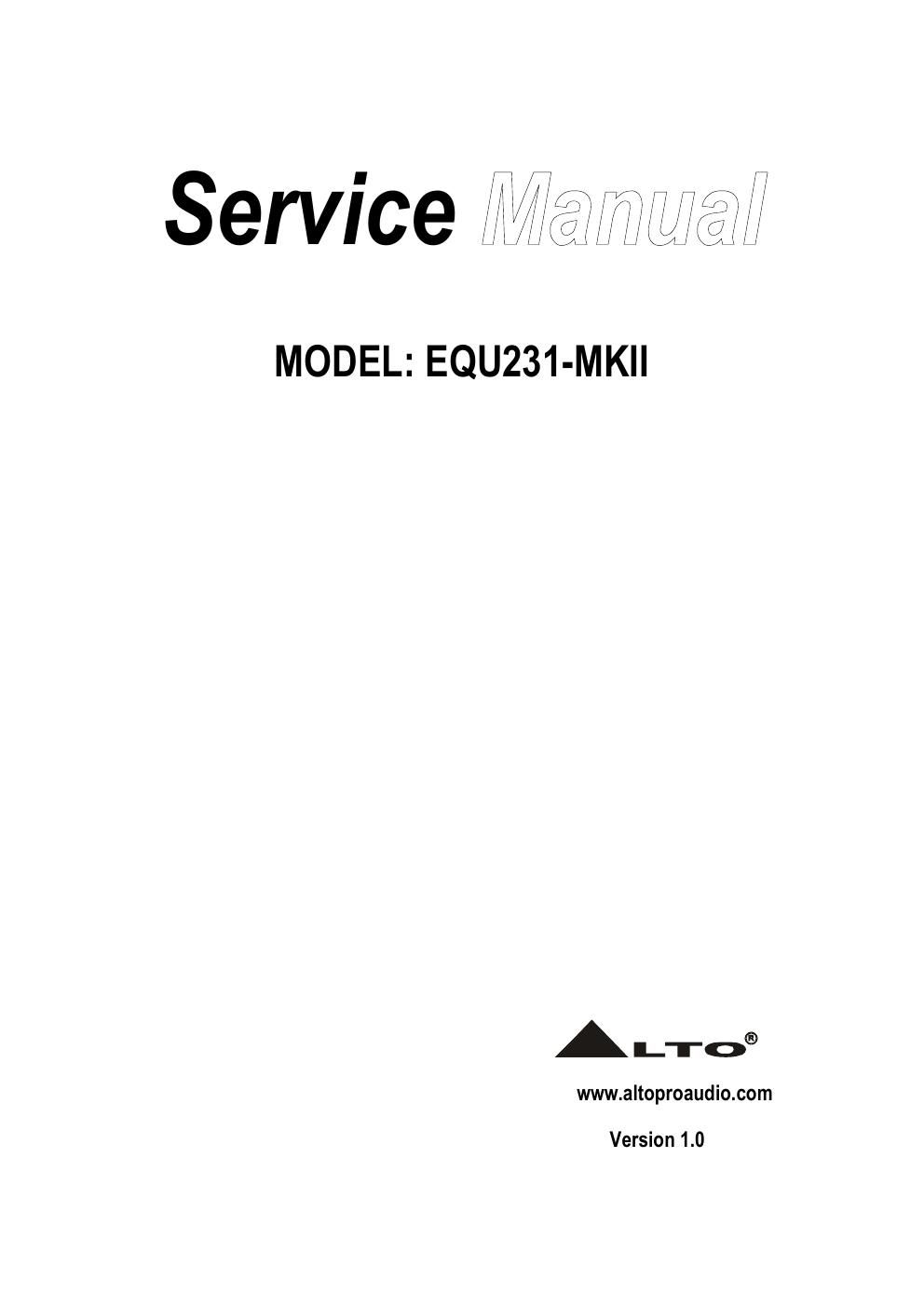 alto equ 231 mkii service manual