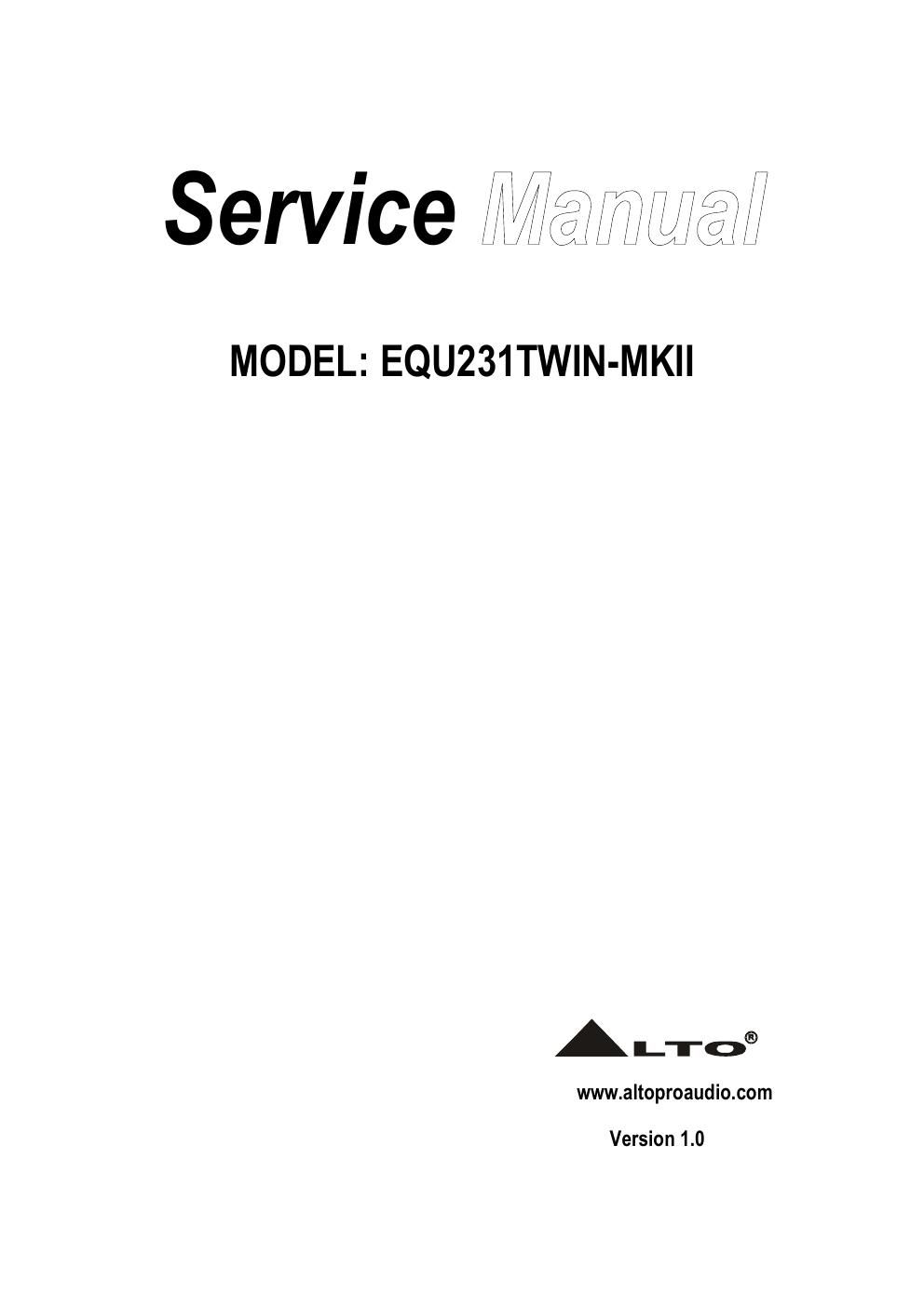 alto equ 231twin mkii service manual