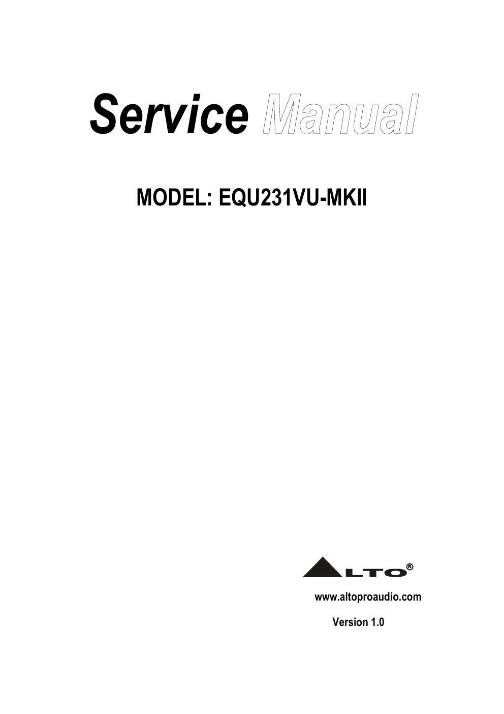 alto equ 231vu mkii service manual