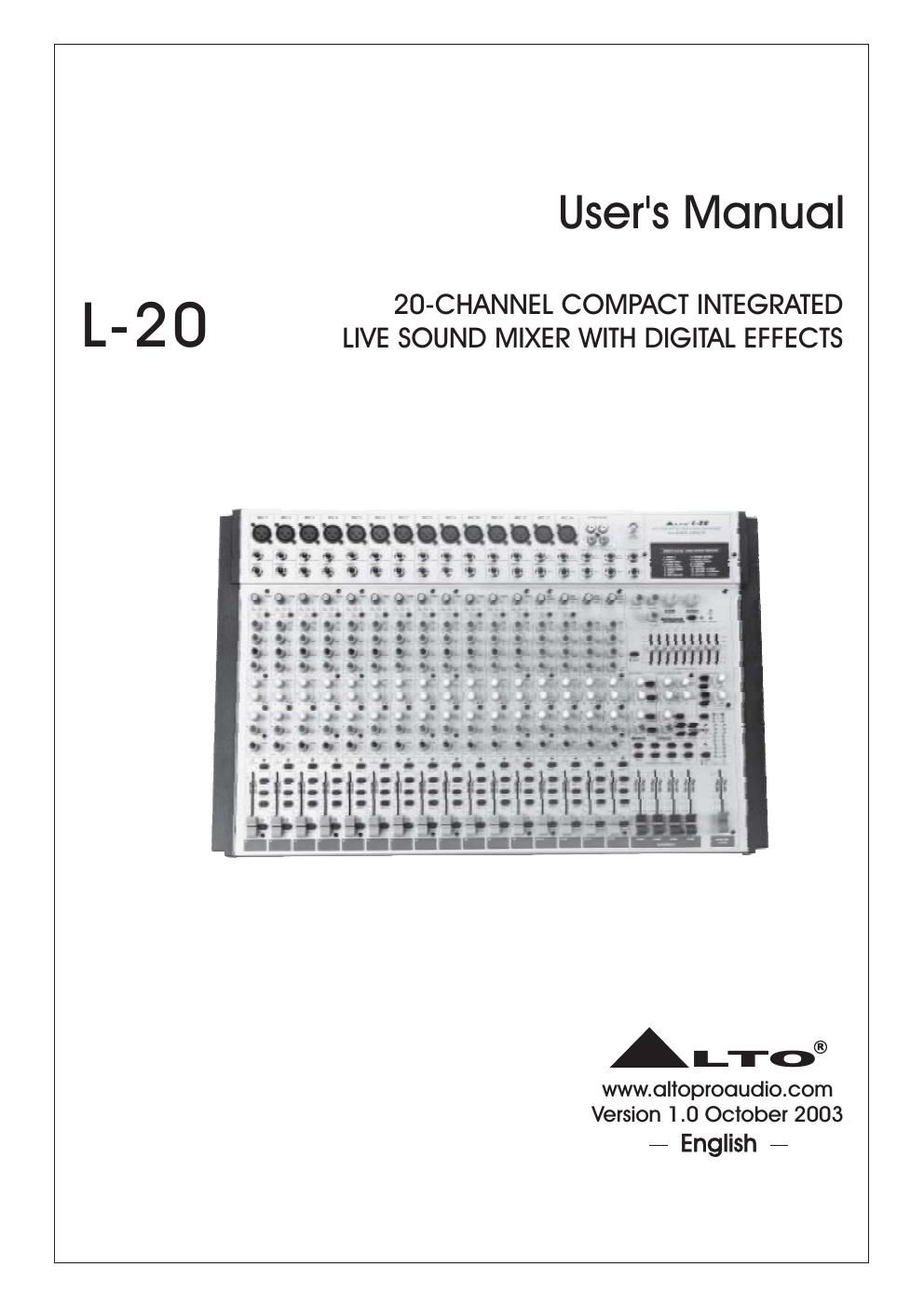 alto l 20 user manual