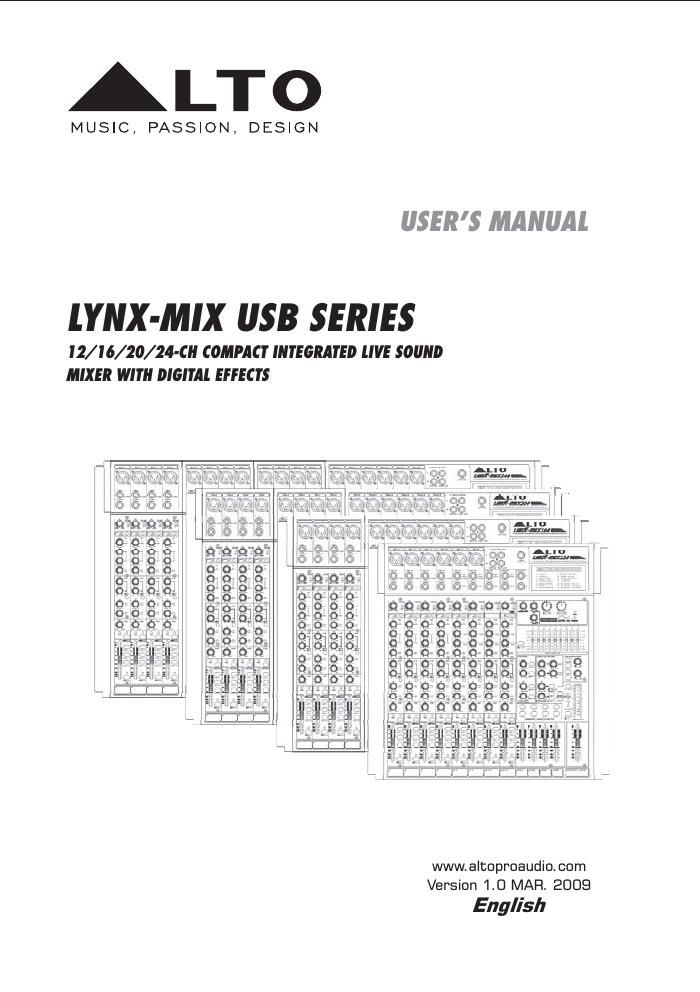 alto lynx mix usb series users manual