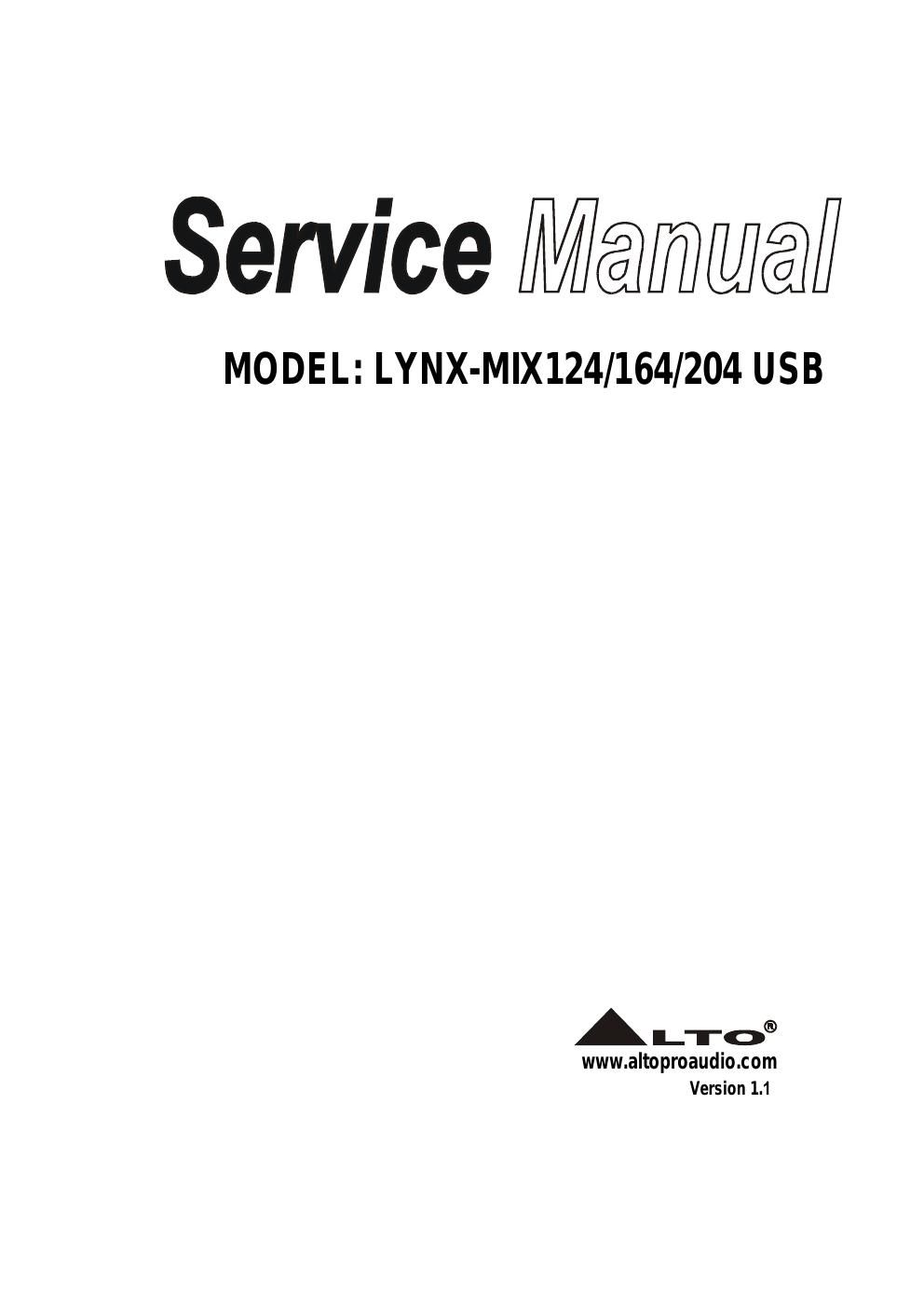 alto lynx mix124 164 204 usb service manual