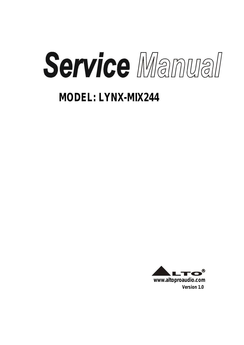 alto lynx mix244 service manual