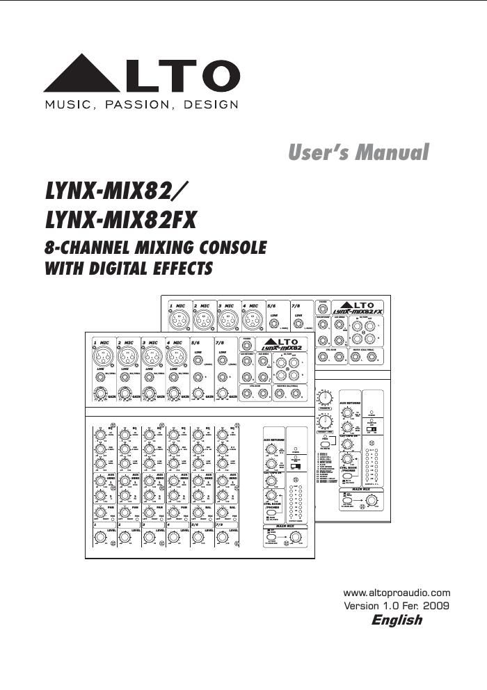 alto lynx mix82 fx users manual