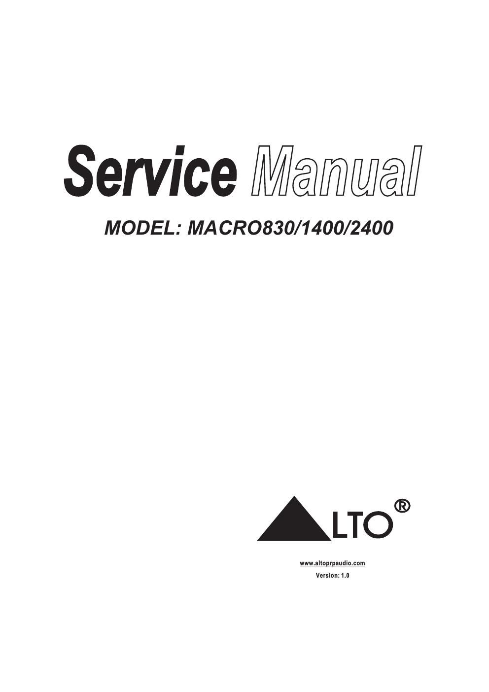 alto macro 1400 service manual