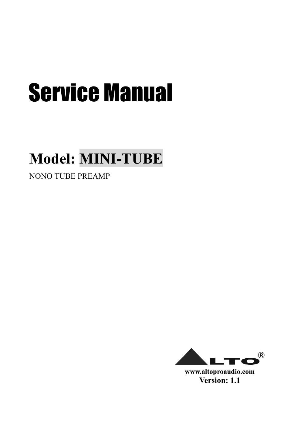 alto mini tube preamp service manual