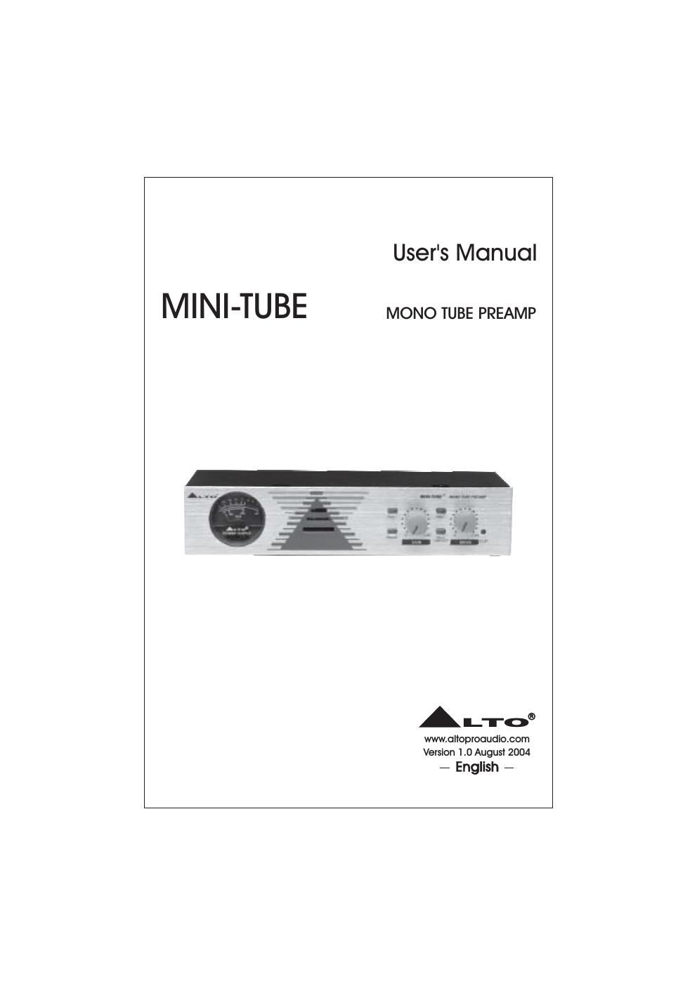 alto mini tube user manual