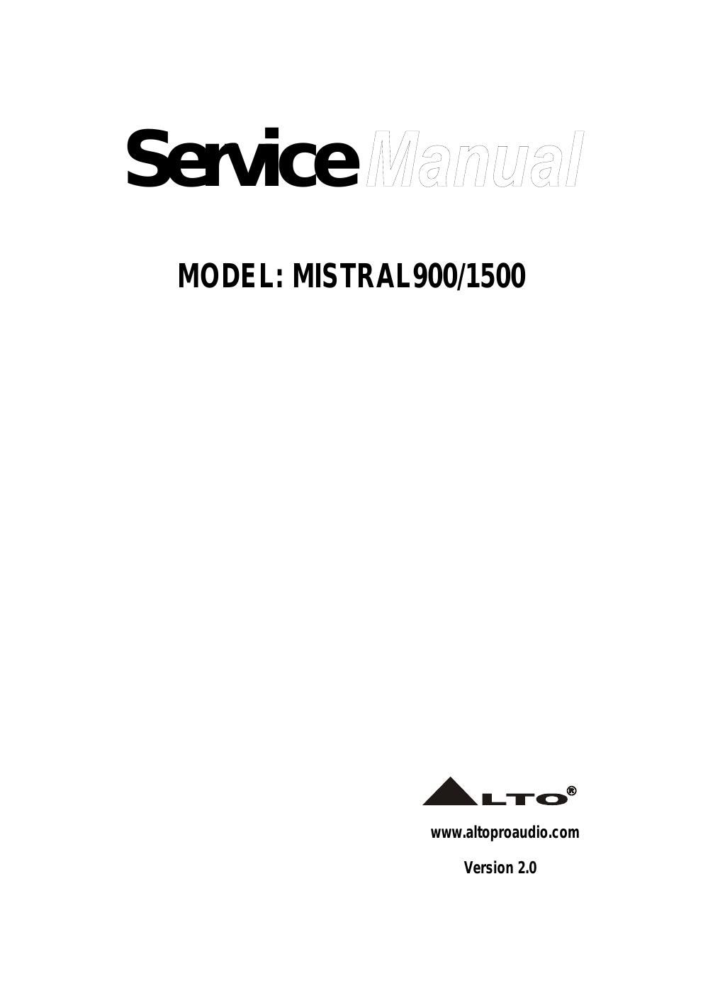 alto mistral 1500 service manual