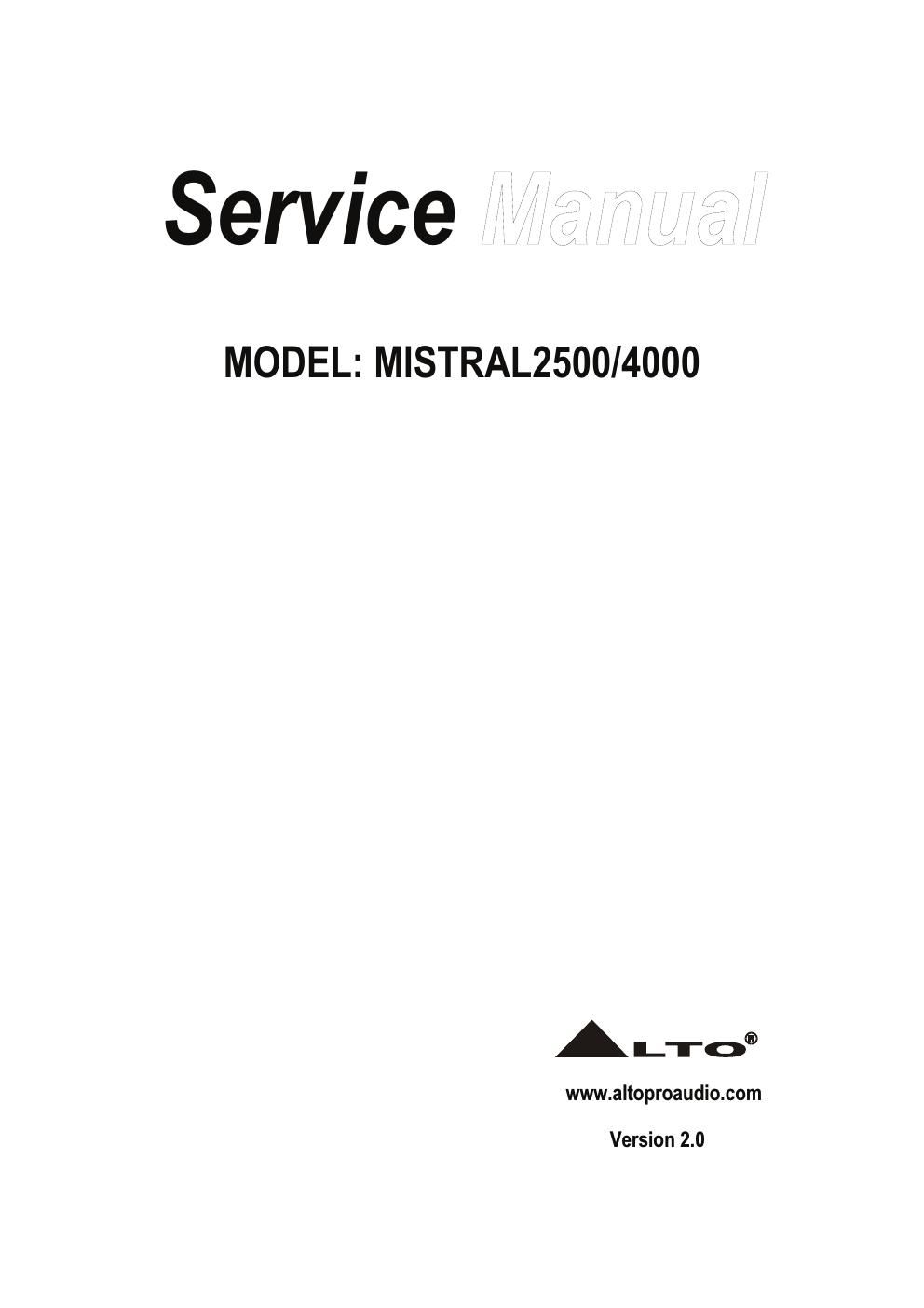 alto mistral 2500 service manual