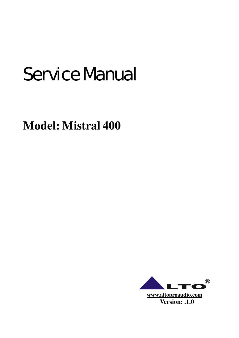 alto mistral 400 service manual