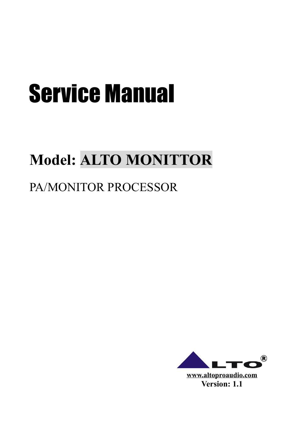 alto monittor service manual