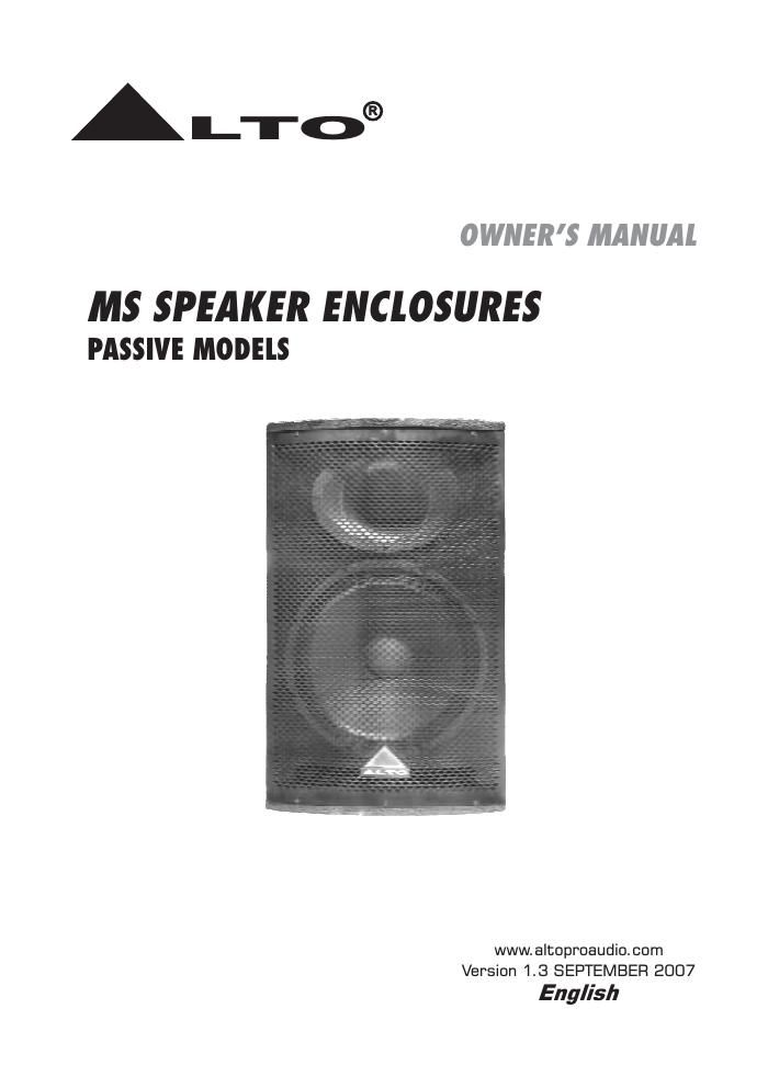 alto ms speaker enclosures user guide