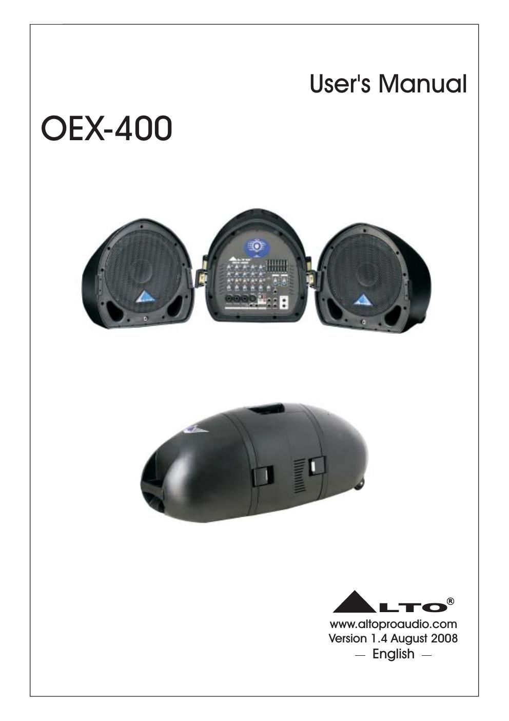alto oex 400 owner manual