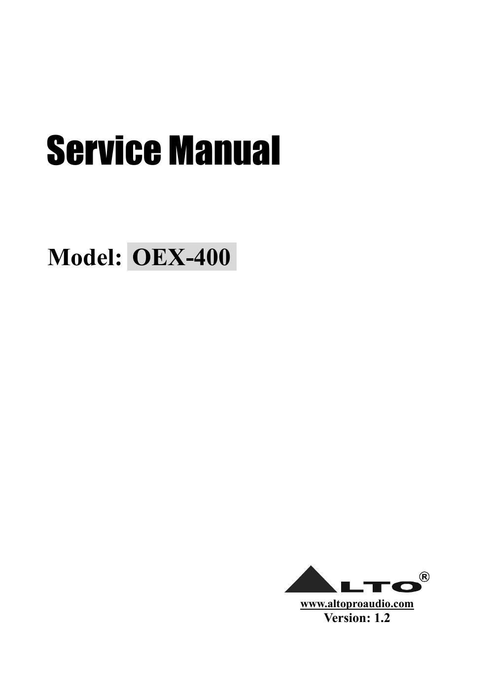alto oex 400 service manual