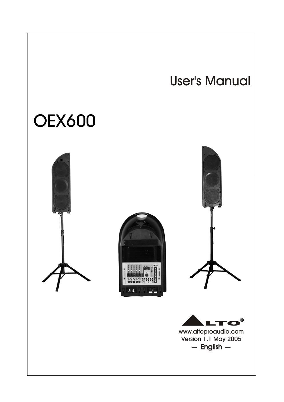 alto oex 600 users manual