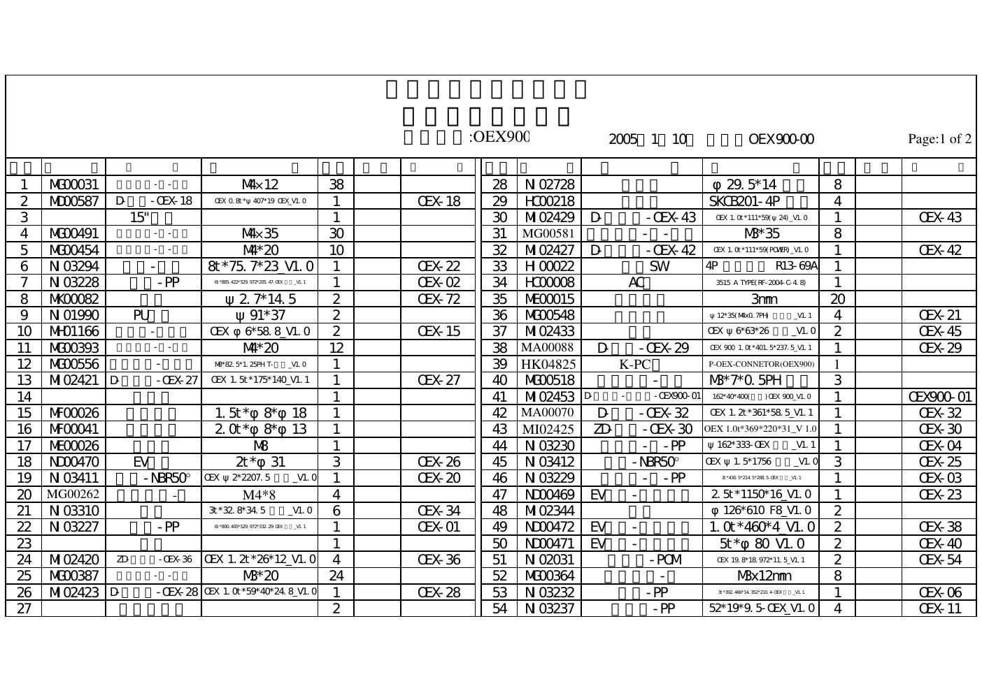 alto oex 900 parts number