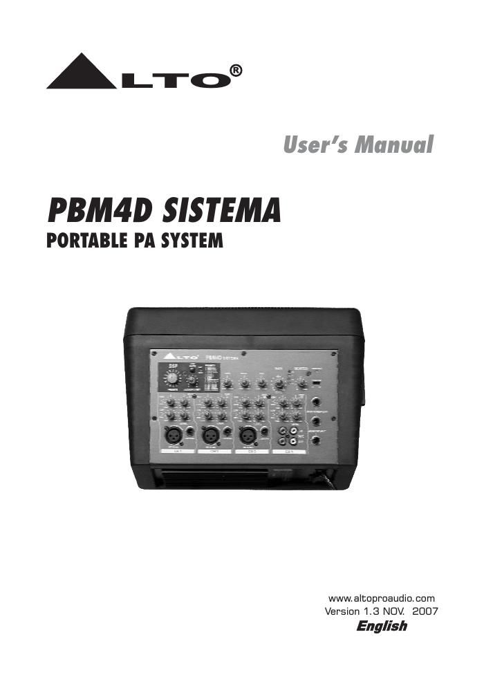 alto pbm 4d sistema users manual