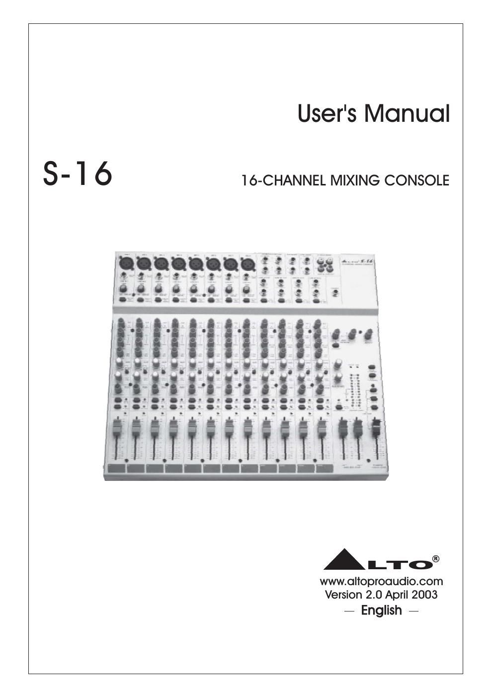 alto professional s 16 manual
