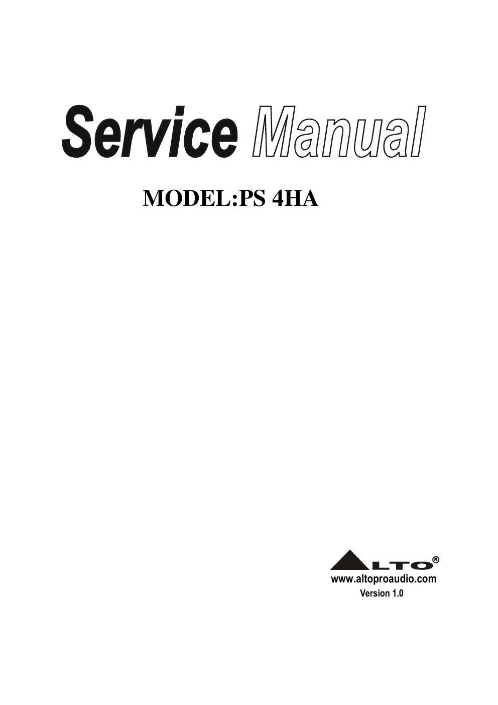 alto ps 4ha powered speaker service manual